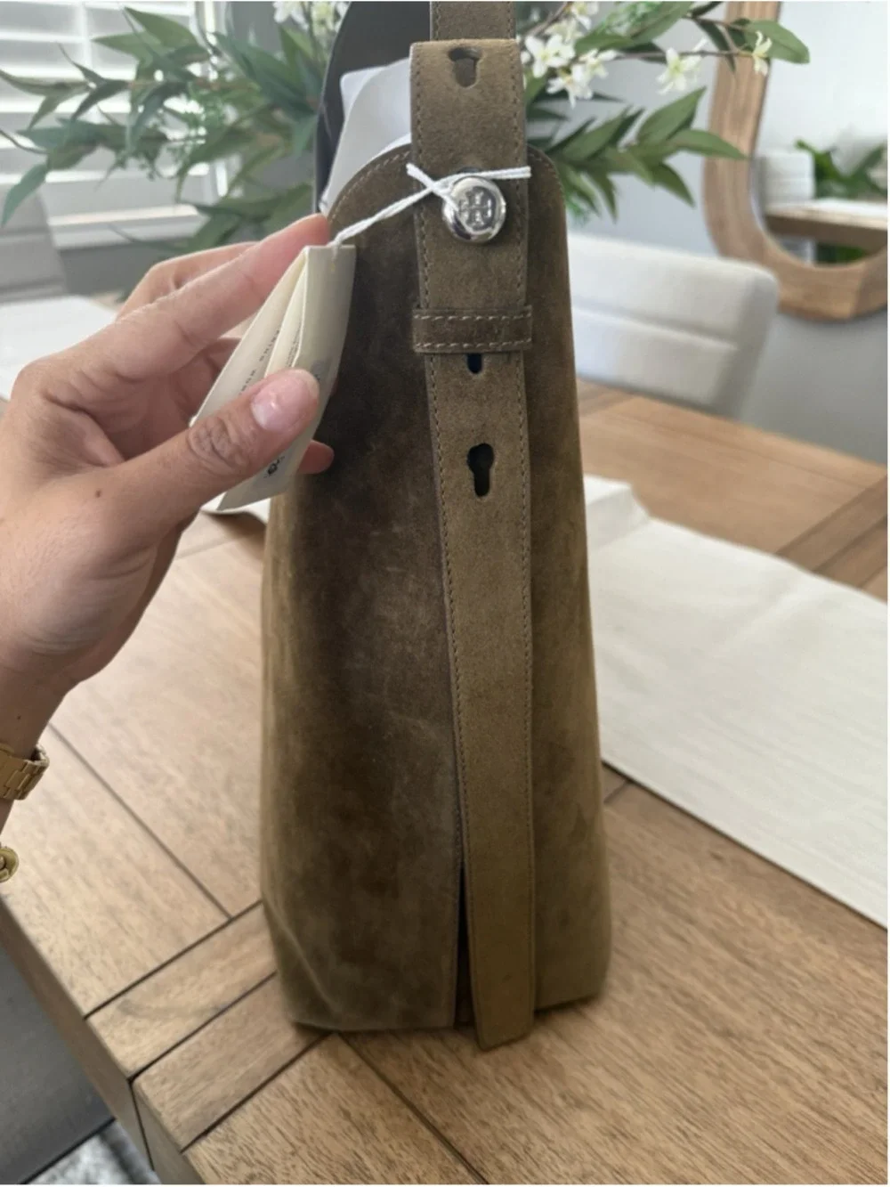 New Tory Burch Romy Olive Suede Hobo Bag I Deep Olive